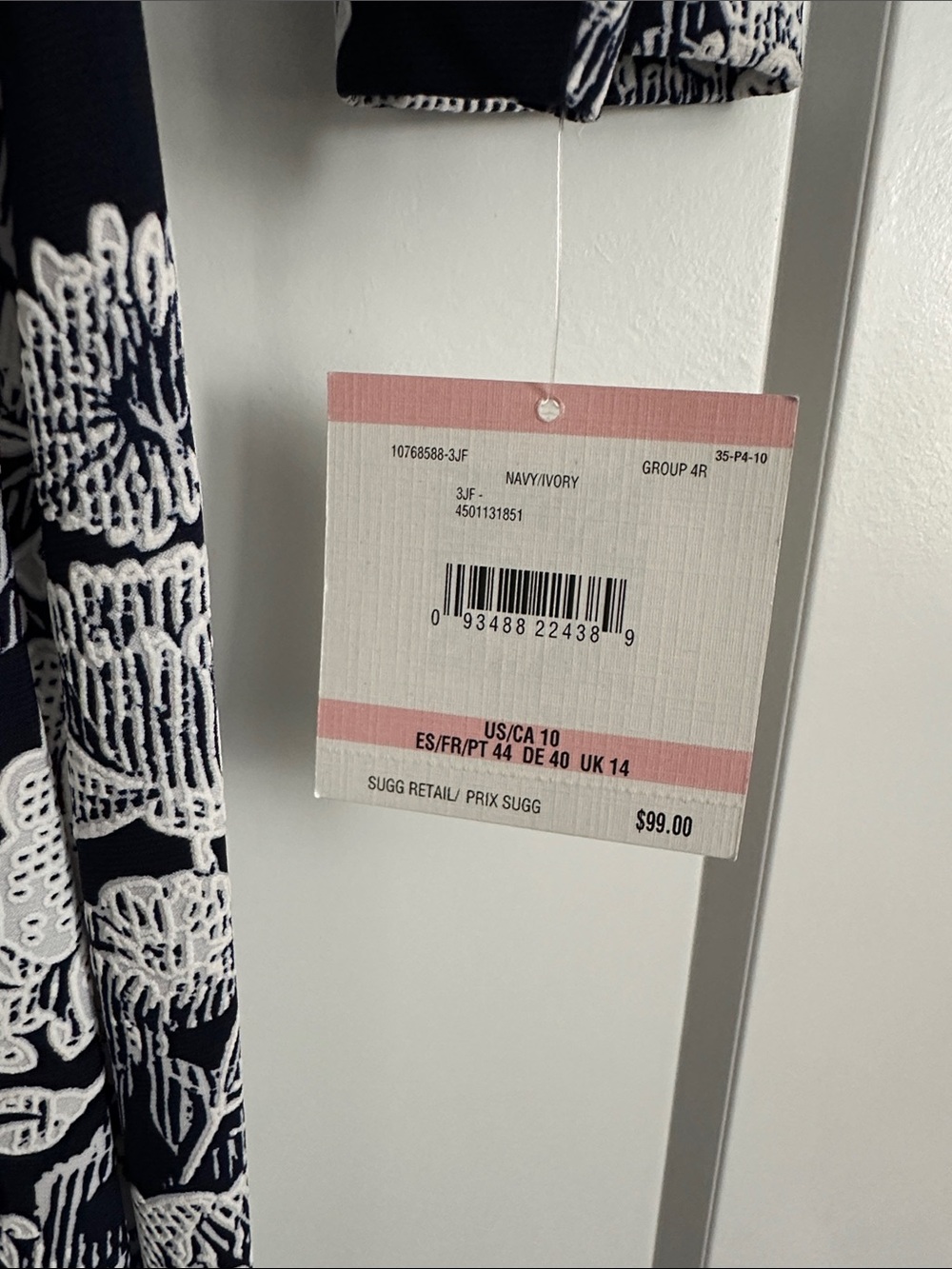 Ann Klein Navy & White Floral Faux Wrap Dress - Picture 2 of 6